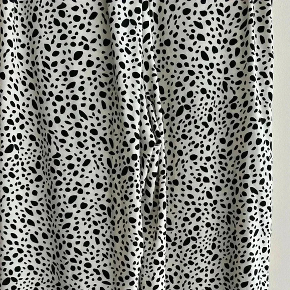 Zara Dalmatian Print Pleated Wide Leg Cropped Trouser Culottes in White, Med - Picture 15 of 16